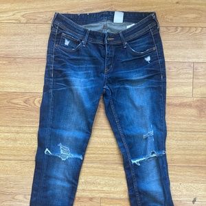 H&M Denim Women’s Ripped Cutoff Jeans Sz28/32 Skinny Low Waist